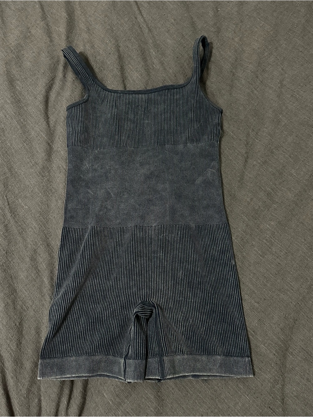 Ribbed Sleeveless Jumpsuit Romper in Charcoal Gray
